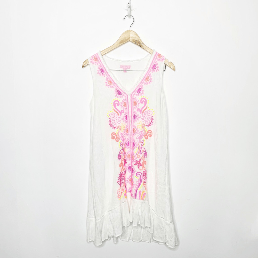 Lilly Pulitzer Thalia Dress Sunseekers Embroidery resort white 25149 womens XS - Picture 2 of 6